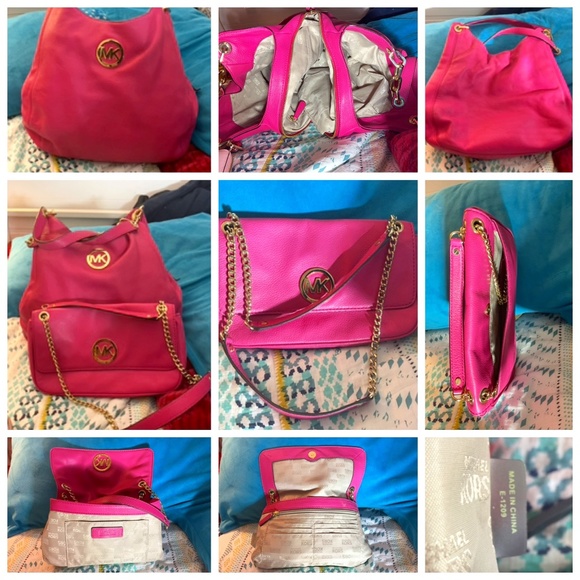 Michael kors large hand bag with dual chain handles or alt.Shoulder strap purse - Picture 1 of 8